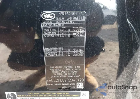 2024 Land Rover Defender 130 P400 X-Dynamic Se from USA, damaged, VIN SALE2FEU9R2343429